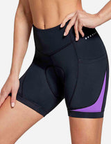 Baleaf Women's UPF 50+ 5" Bike Shorts 4D Padded Pockets Cycling Underw?????? cai010 Deep Lavender Front