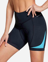 Baleaf Women's UPF 50+ 5" Bike Shorts 4D Padded Pockets Cycling Underw?????? cai010 Blue Atoll FrontBlue Atoll