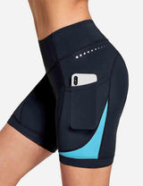 Baleaf Women's UPF 50+ 5" Bike Shorts 4D Padded Pockets Cycling Underw?????? cai010 Blue Atoll Side
