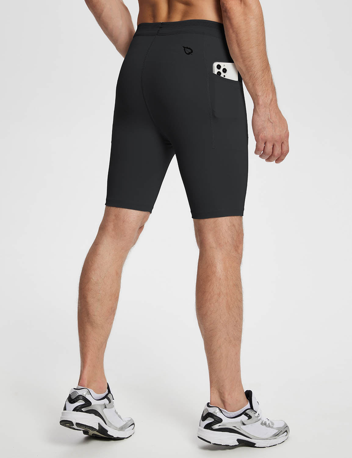 Baleaf Men's Lycra 2-in-1 Compresion Shorts (Website Exclusive) dbd060 Jet Black Back