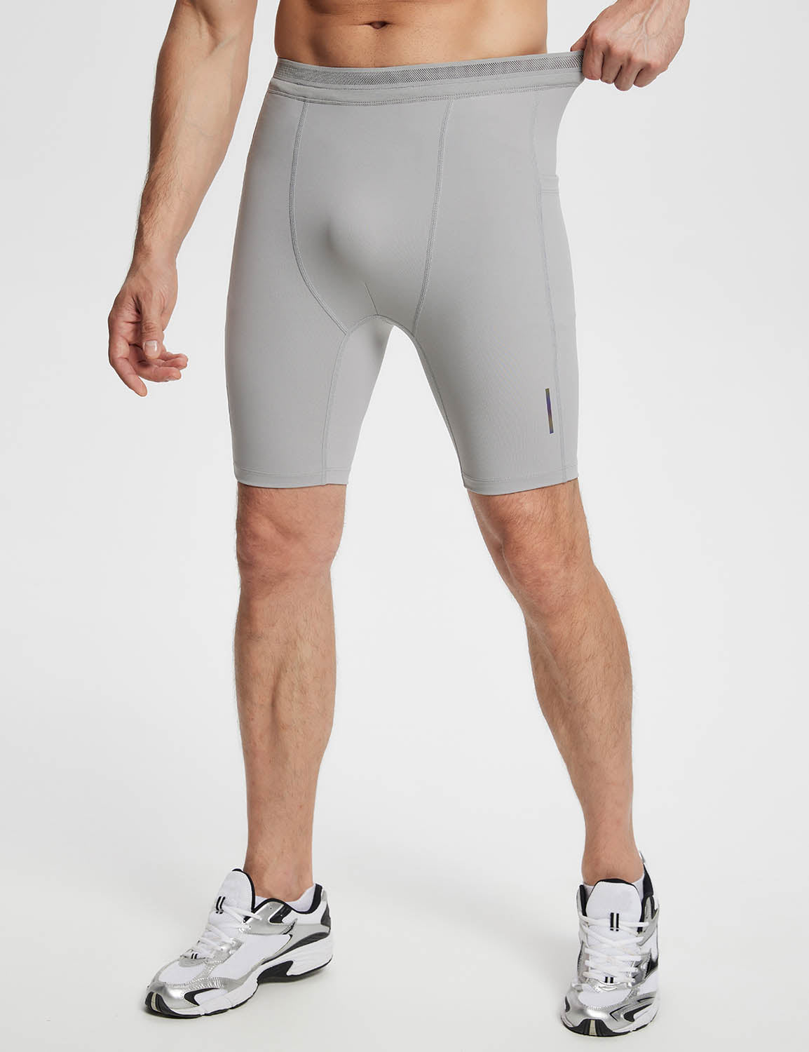 Baleaf Men's Lycra 2-in-1 Compresion Shorts (Website Exclusive) dbd060 Alloy Details