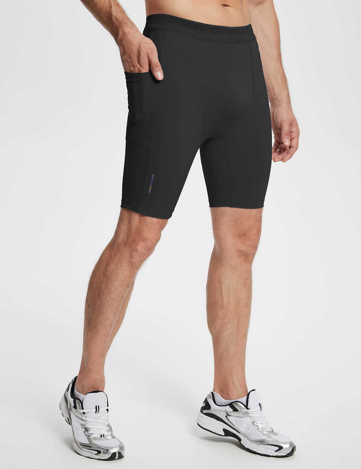 Baleaf Men's Lycra 2-in-1 Compresion Shorts (Website Exclusive) dbd060 Jet Black Side