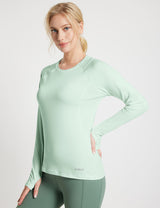 Baleaf Women's Sustainable Thumbhole Mesh Baselayer dbd222 Subtle Green Main