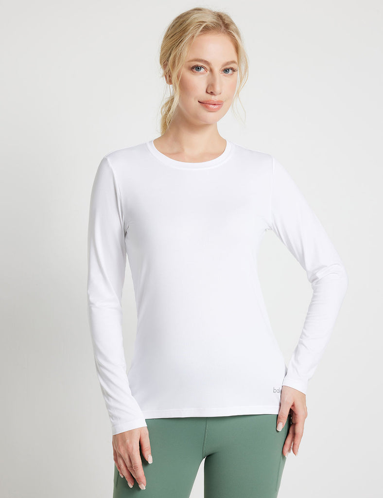 Baleaf Women's Sustainable Crew Neck Baselayer Lucent White Main