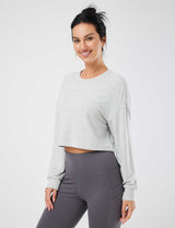 Baleaf Women's Evergreen Modal Oversized Cropped Top (Website Exclusive) dbd090 Grey Side