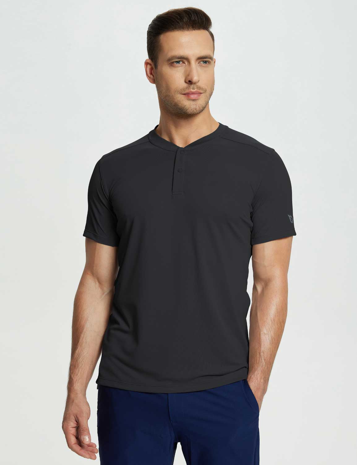 Baleaf Men's Laureate UPF50+ Short-Sleeve Top dfa017 Jet Black Main