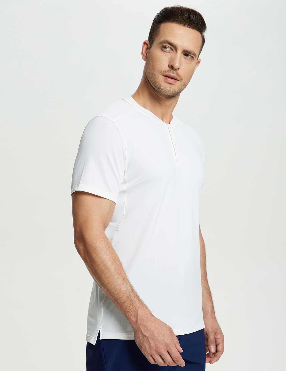 Baleaf Men's Laureate UPF50+ Short-Sleeve Top dfa017 Lucent White Side