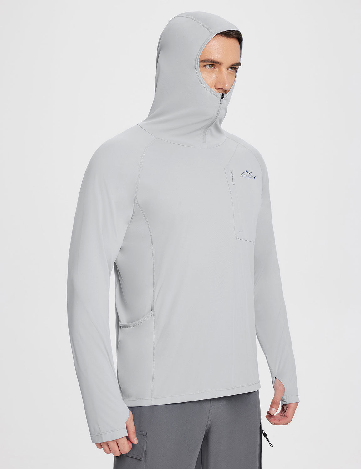 Baleaf Men s UPF 50 Long Sleeve Fishing Hoodie With Zip Mask